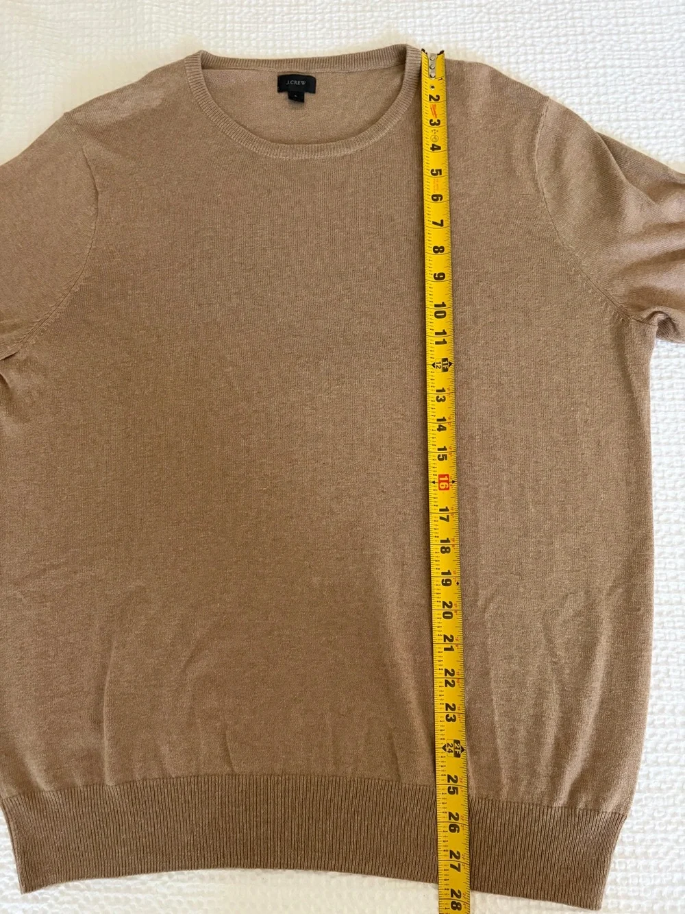 Soft Cotton Cashmere Blend J. Crew Men’s Crewneck Sweater in Camel - Large
